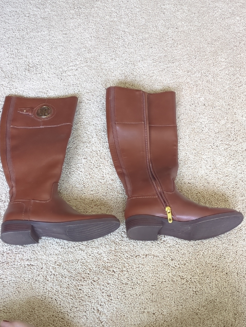 Tommy Hilfiger Brown Knee-High Zip Riding Boots